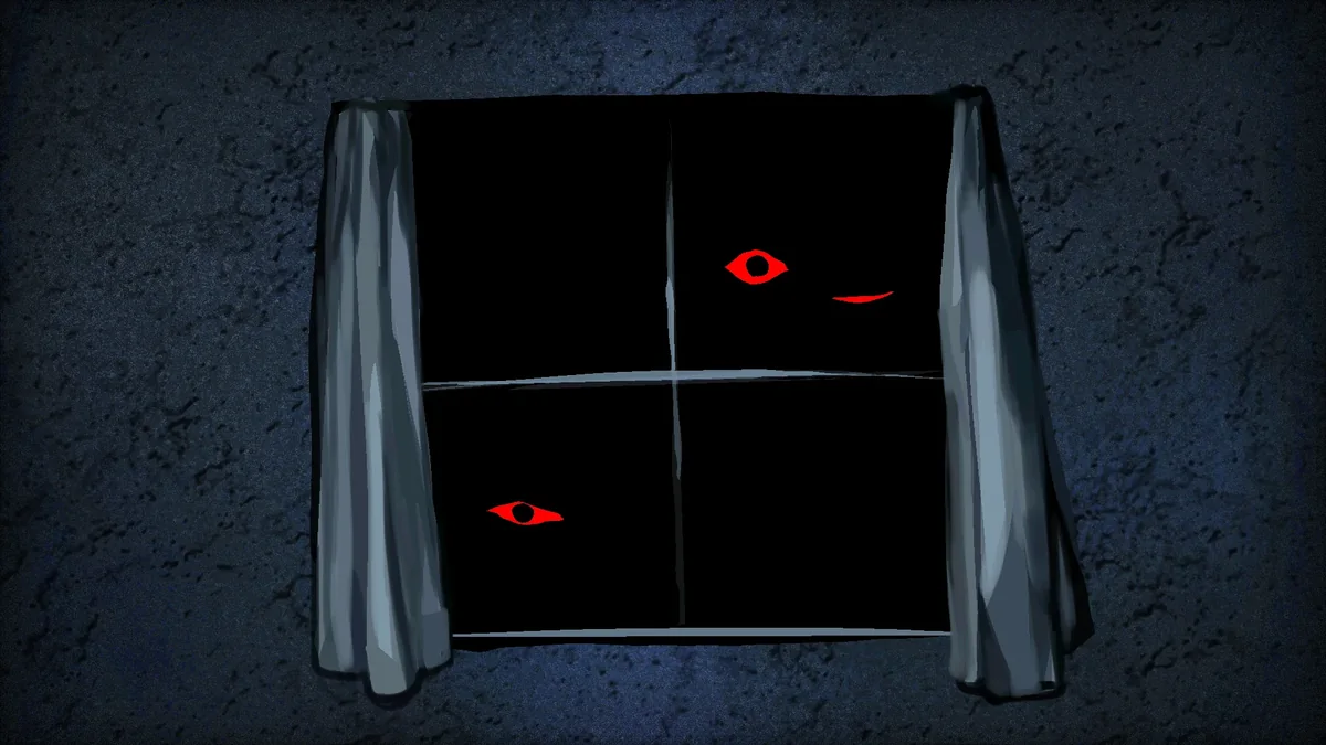 A window scene with watching eyes